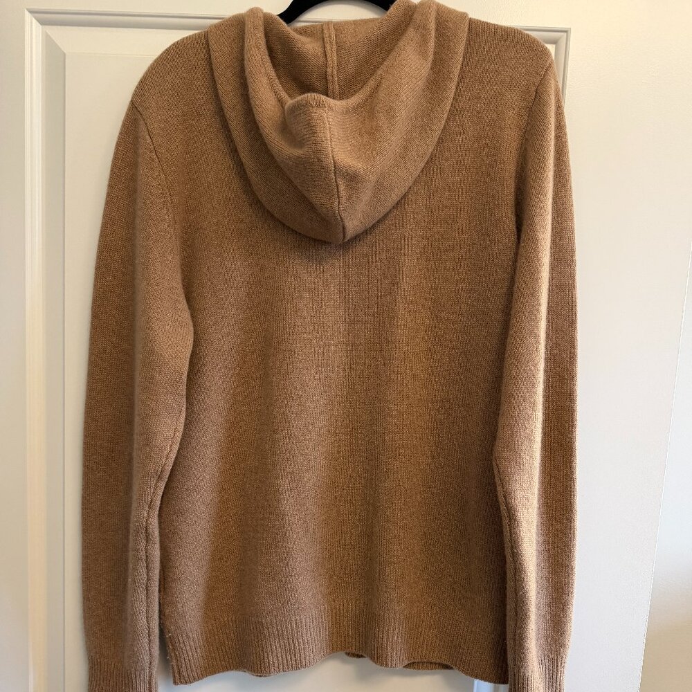 Quince Soft Mongolian Cashmere Zip Hoodie Cardigan Teak Size L - Picture 4 of 6